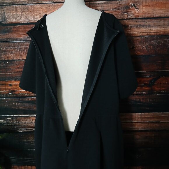 Lane Bryant Midi Dress Plus Size 26 28 Black Textured Pleated Stretch Pockets - Picture 6 of 10